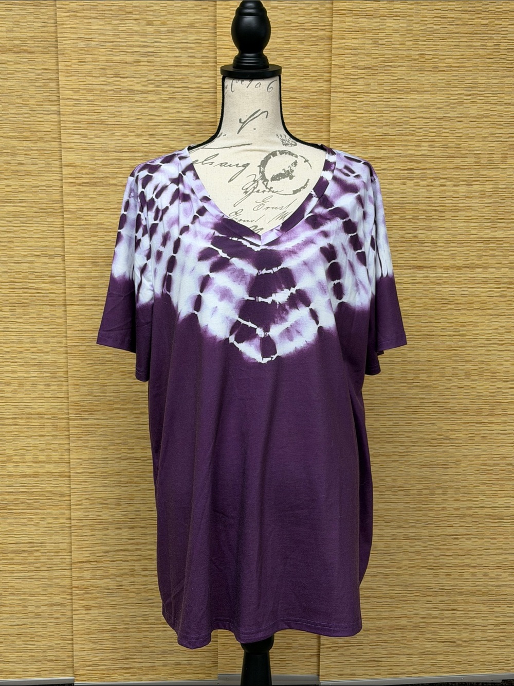Women's Purple Tie-Dye V-Neck Top